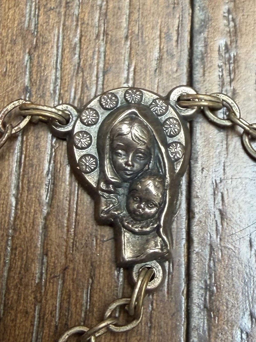 Vintage Wooden Bead Catholic Rosary with Italy Stamped Crucifix - Picture 3 of 5